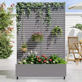 MAYEERTY Jardinière avec treillis Gris fer Style classique à persiennes 183x89x41cm Ensemble de 3 pièces