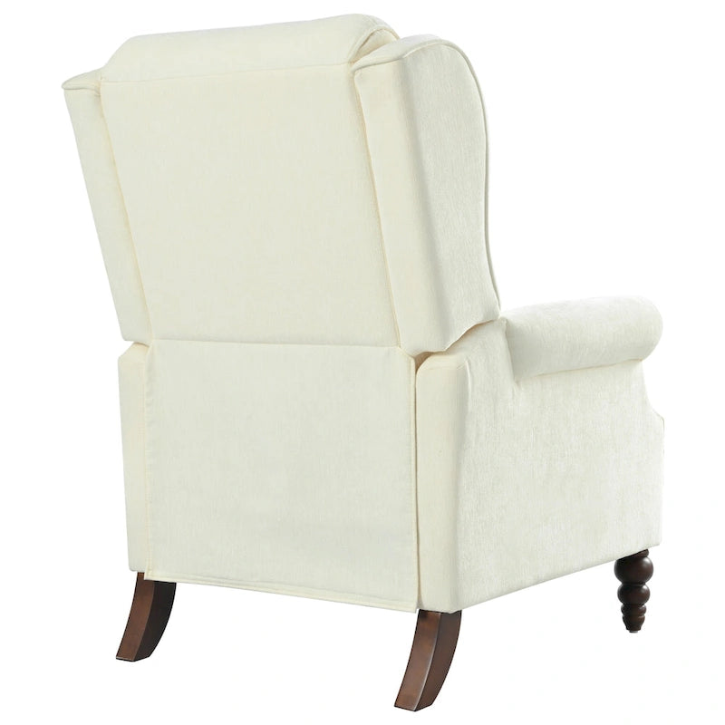 Wingback Push-Back Recliner Chair with Nailhead Trim and Wood Legs