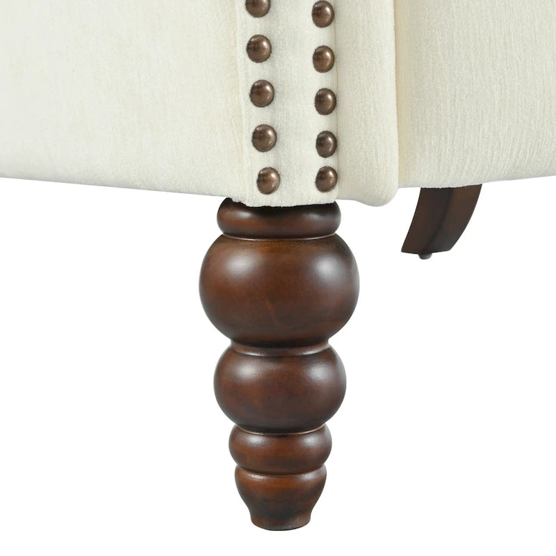 Wingback Push-Back Recliner Chair with Nailhead Trim and Wood Legs