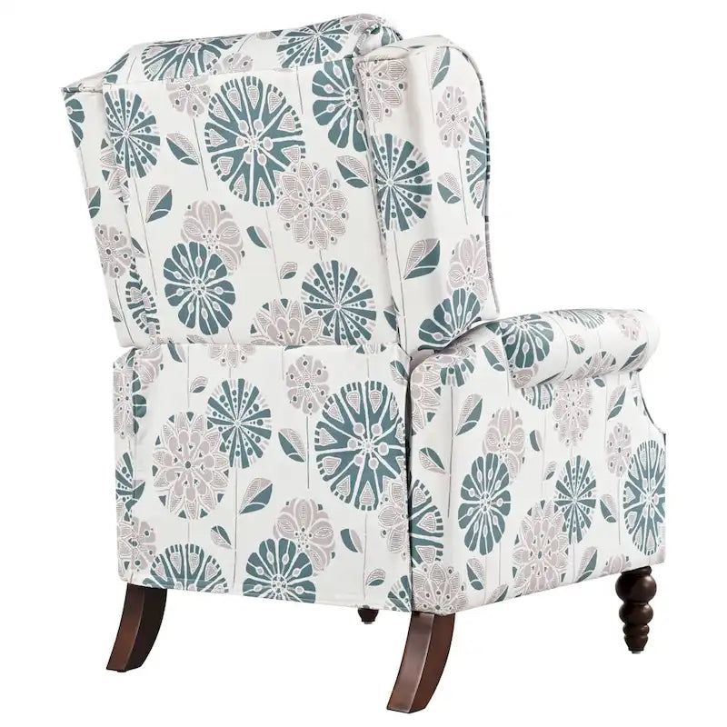 Wingback Push-Back Recliner Chair with Nailhead Trim and Wood Legs