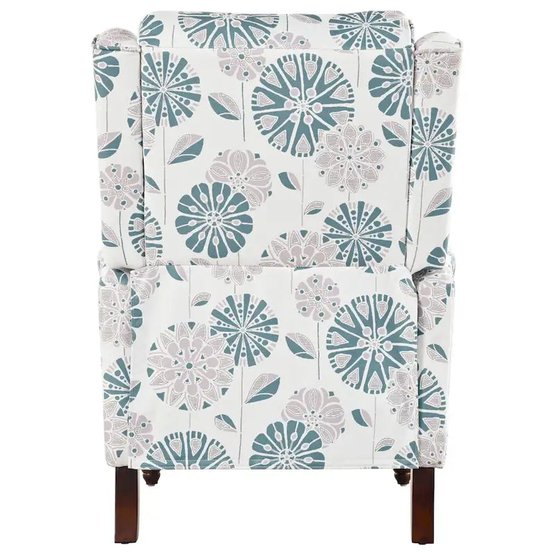 Wingback Push-Back Recliner Chair with Nailhead Trim and Wood Legs