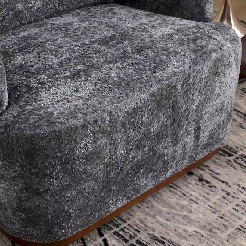 Chenille Fabric Swivel Accent Chair with 360-Degree Metal Base and Removable Back Pillow