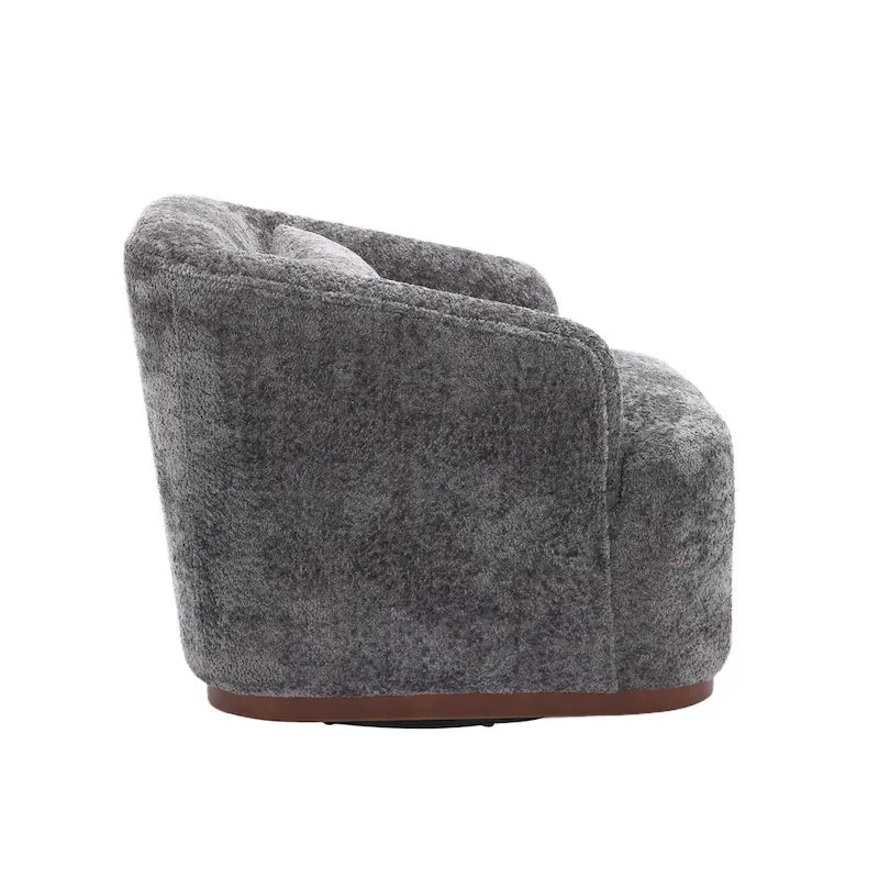 Chenille Fabric Swivel Accent Chair with 360-Degree Metal Base and Removable Back Pillow