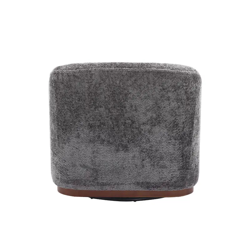Chenille Fabric Swivel Accent Chair with 360-Degree Metal Base and Removable Back Pillow