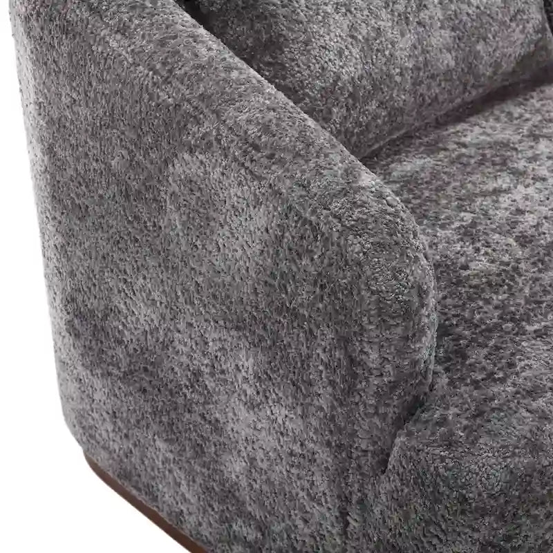 Chenille Fabric Swivel Accent Chair with 360-Degree Metal Base and Removable Back Pillow