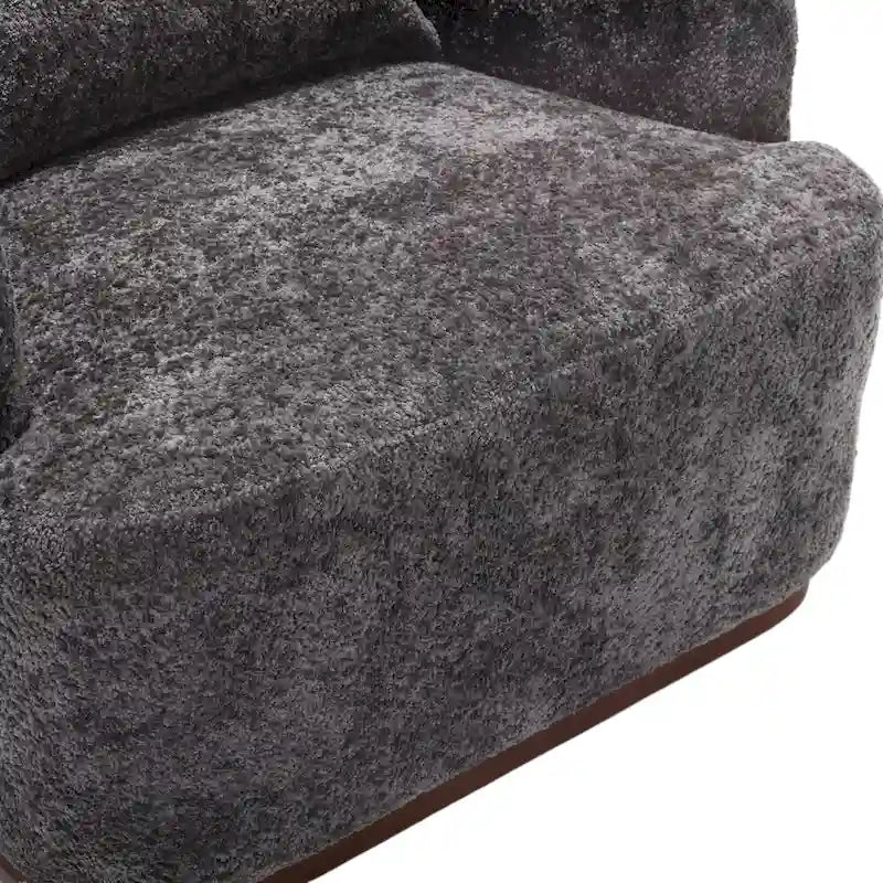Chenille Fabric Swivel Accent Chair with 360-Degree Metal Base and Removable Back Pillow