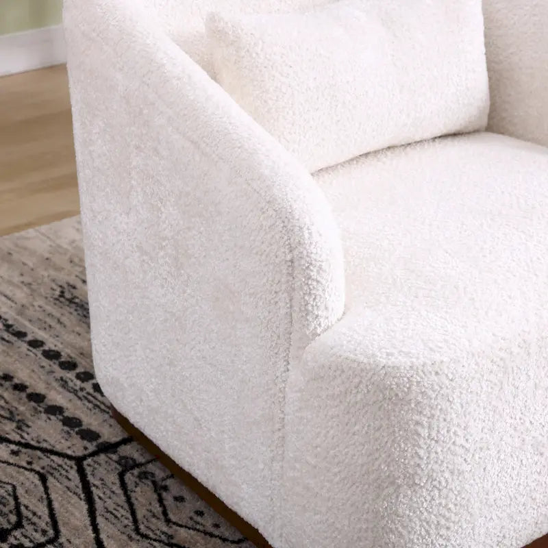 Chenille Fabric Swivel Accent Chair with 360-Degree Metal Base and Removable Back Pillow