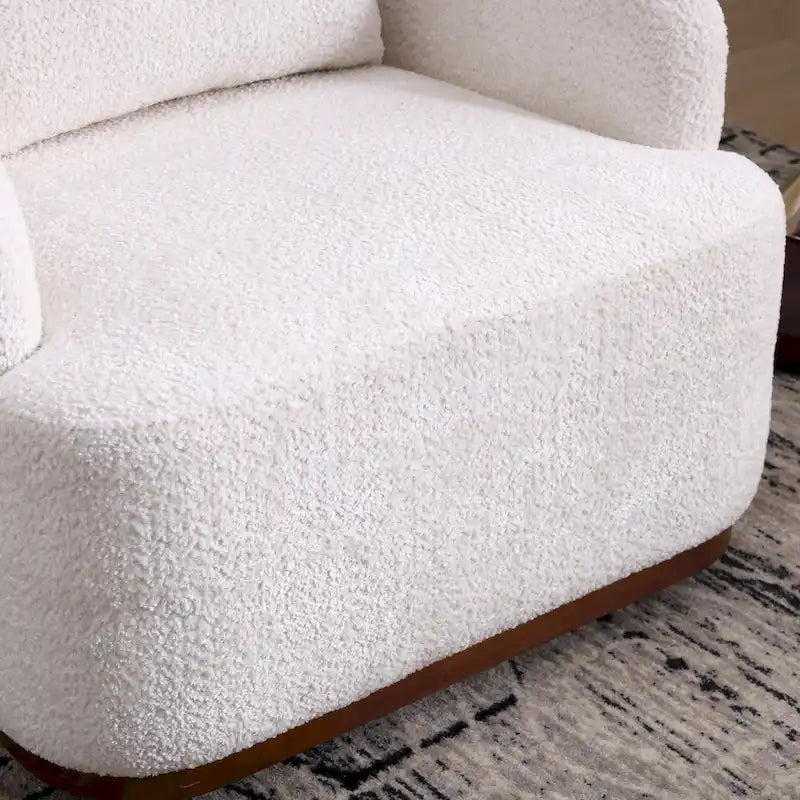 Chenille Fabric Swivel Accent Chair with 360-Degree Metal Base and Removable Back Pillow