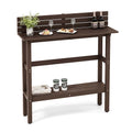 48-Inch Outdoor Bar Table with Storage Shelf, Anti-Fall Baffle and Adjustable Foot Pads