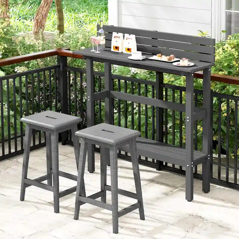 48-Inch Outdoor Bar Table with Storage Shelf, Anti-Fall Baffle and Adjustable Foot Pads