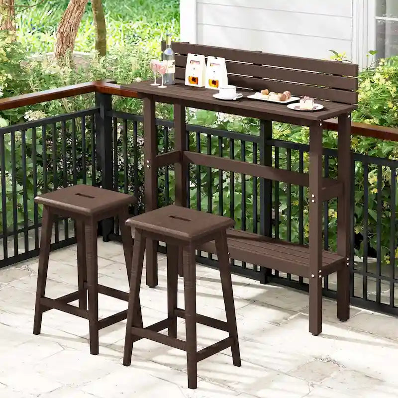48-Inch Outdoor Bar Table with Storage Shelf, Anti-Fall Baffle and Adjustable Foot Pads