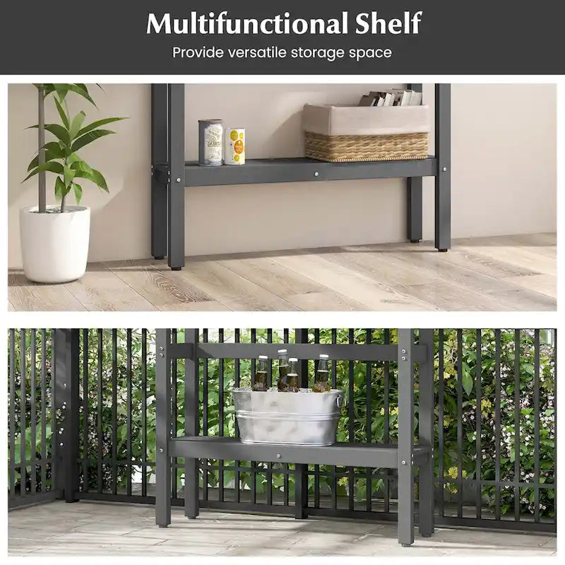 48-Inch Outdoor Bar Table with Storage Shelf, Anti-Fall Baffle and Adjustable Foot Pads