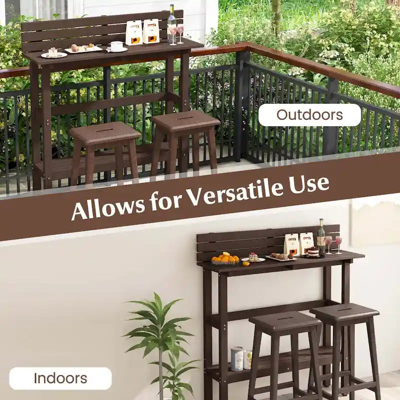 48-Inch Outdoor Bar Table with Storage Shelf, Anti-Fall Baffle and Adjustable Foot Pads