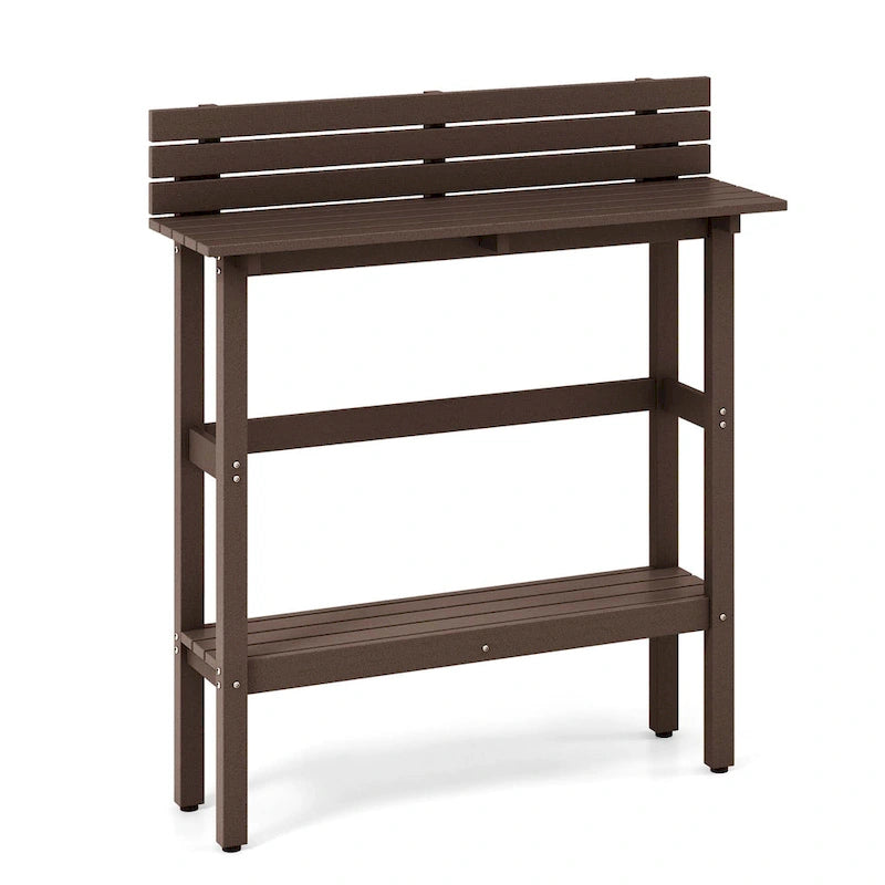 48-Inch Outdoor Bar Table with Storage Shelf, Anti-Fall Baffle and Adjustable Foot Pads