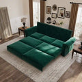 3-in-1 Convertible Chesterfield Sleeper Sofa with Pull-Out King Bed, Nailhead Trim and Rolled Arms