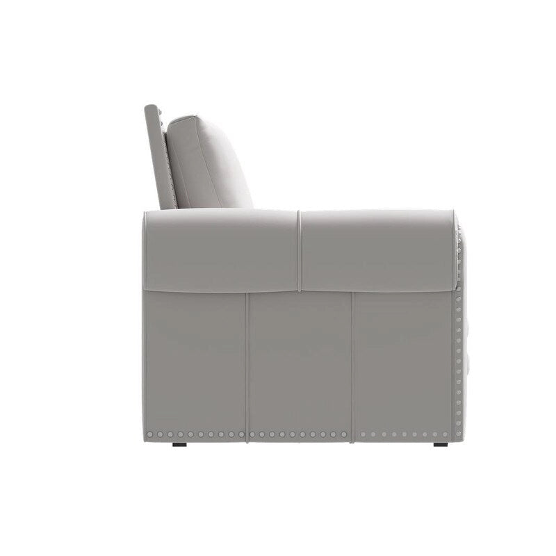 3-in-1 Convertible Chesterfield Sleeper Sofa with Pull-Out King Bed, Nailhead Trim and Rolled Arms
