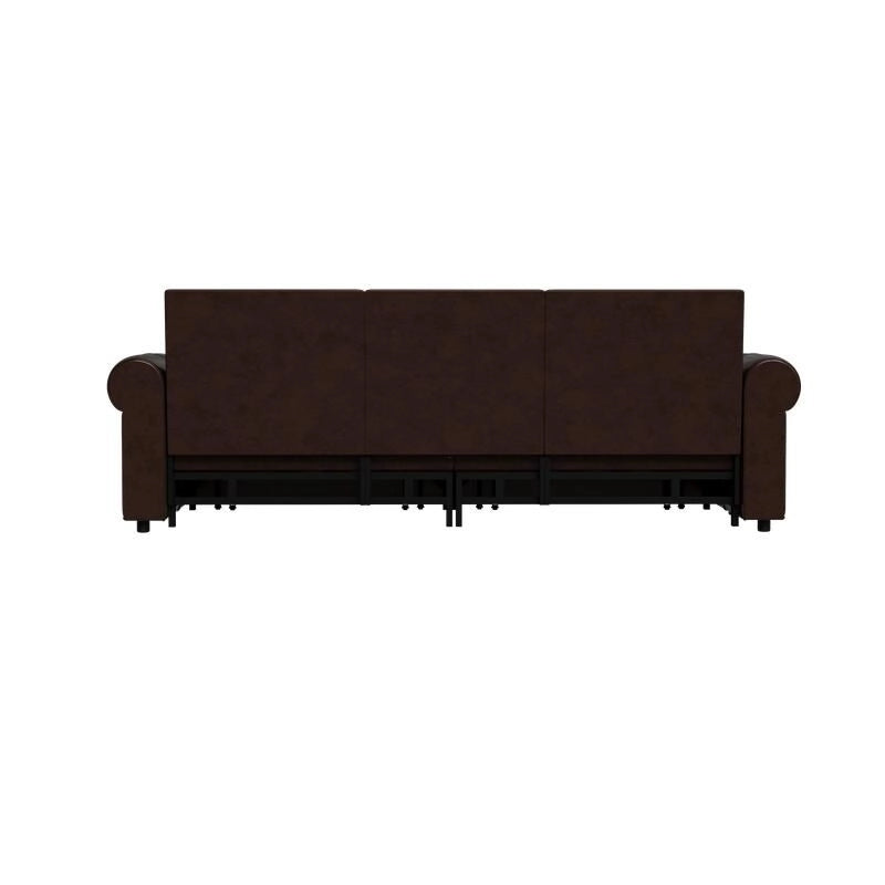 3-in-1 Convertible Chesterfield Sleeper Sofa with Pull-Out King Bed, Nailhead Trim and Rolled Arms
