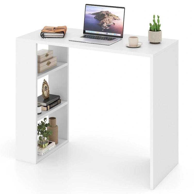 Gymax 36 Compact Writing Desk w/ 3 Open Shelves Freestanding