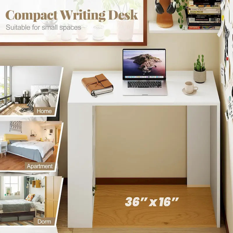 36-Inch Compact Writing Desk with 3 Open Shelves and Anti-Tipping Kit