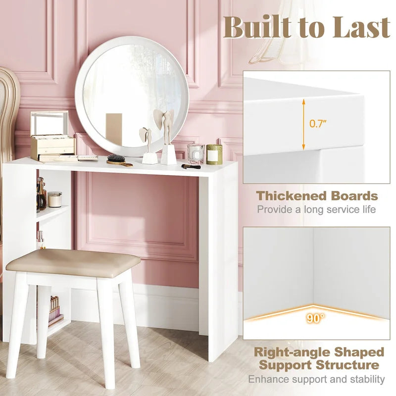 36-Inch Compact Writing Desk with 3 Open Shelves and Anti-Tipping Kit