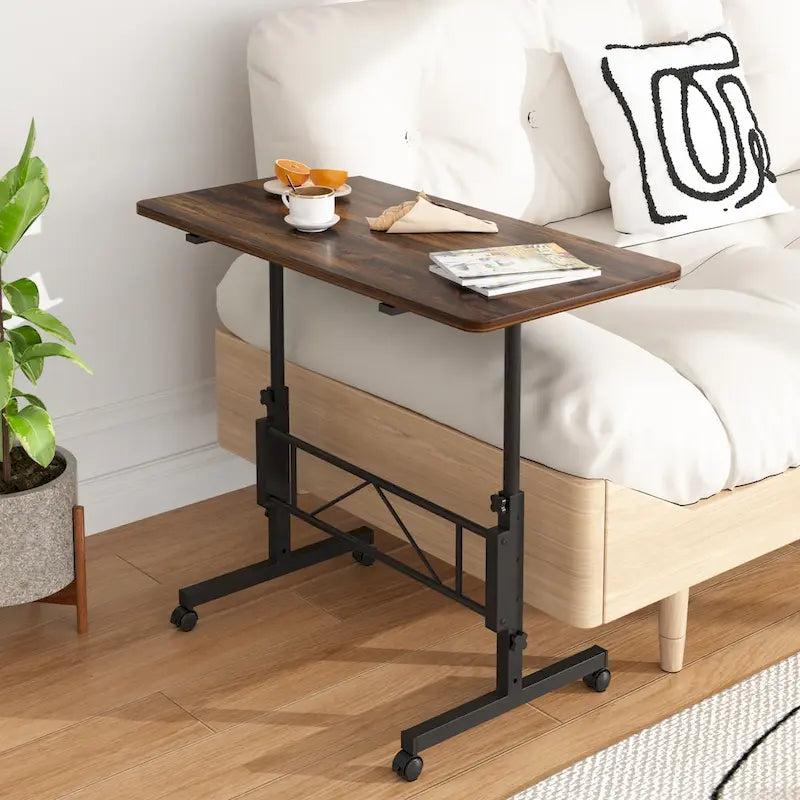 Height-Adjustable Rolling Standing Desk with Lockable Wheels