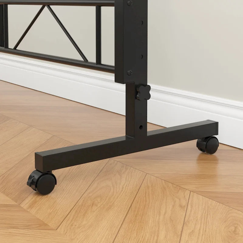 Height-Adjustable Rolling Standing Desk with Lockable Wheels