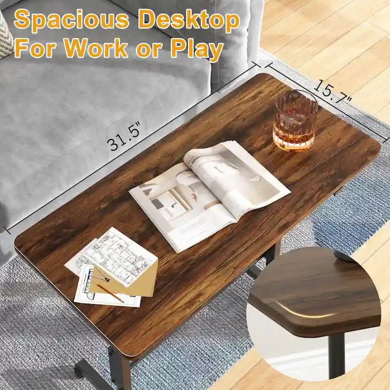 Height-Adjustable Rolling Standing Desk with Lockable Wheels