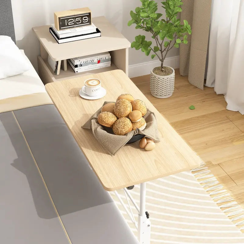 Height-Adjustable Rolling Standing Desk with Lockable Wheels