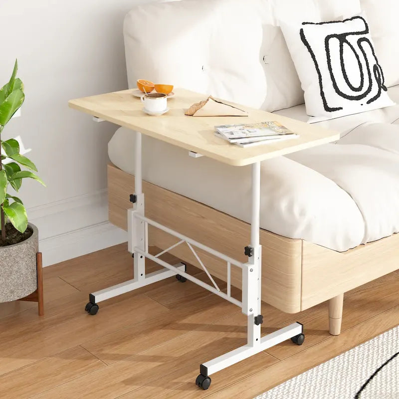 Height-Adjustable Rolling Standing Desk with Lockable Wheels