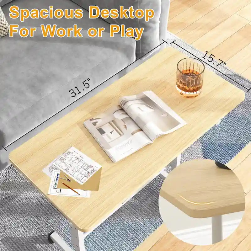 Height-Adjustable Rolling Standing Desk with Lockable Wheels