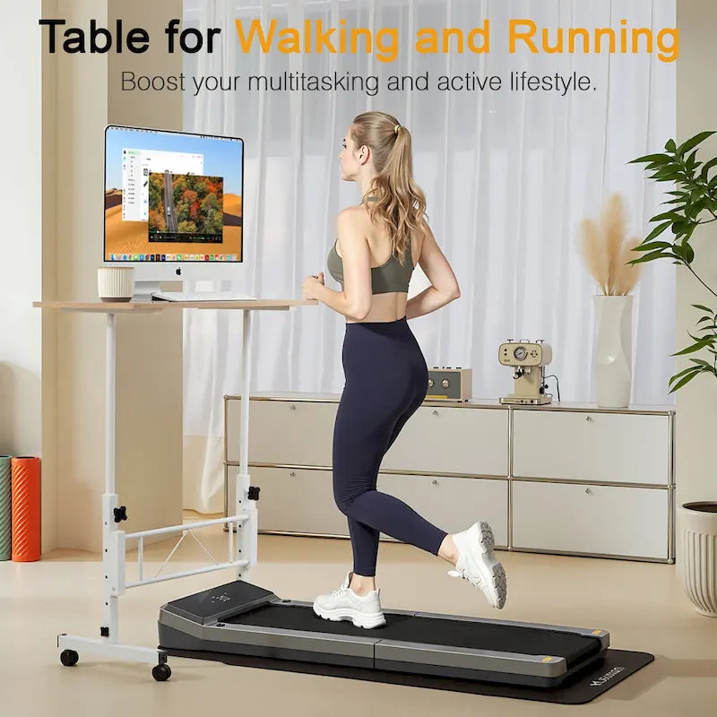 Height-Adjustable Rolling Standing Desk with Lockable Wheels