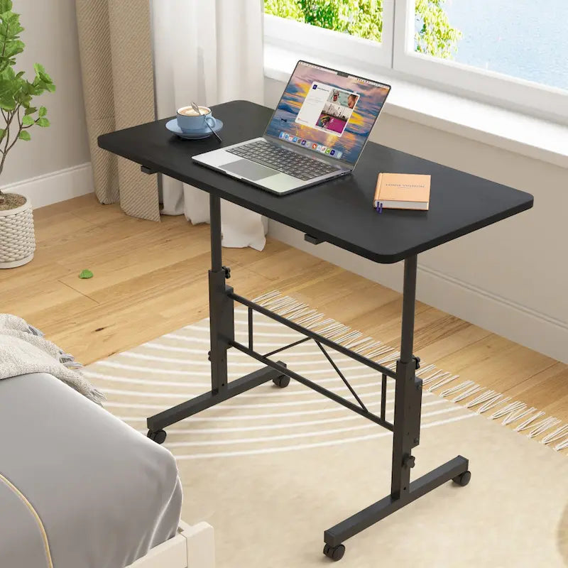 Height-Adjustable Rolling Standing Desk with Lockable Wheels