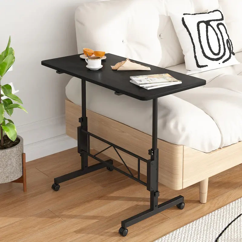 Height-Adjustable Rolling Standing Desk with Lockable Wheels