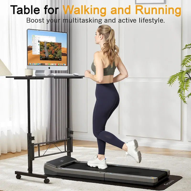 Height-Adjustable Rolling Standing Desk with Lockable Wheels
