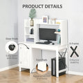 Farmhouse Computer Desk with Hutch, 2-Door Cabinet and 8 Open Shelves