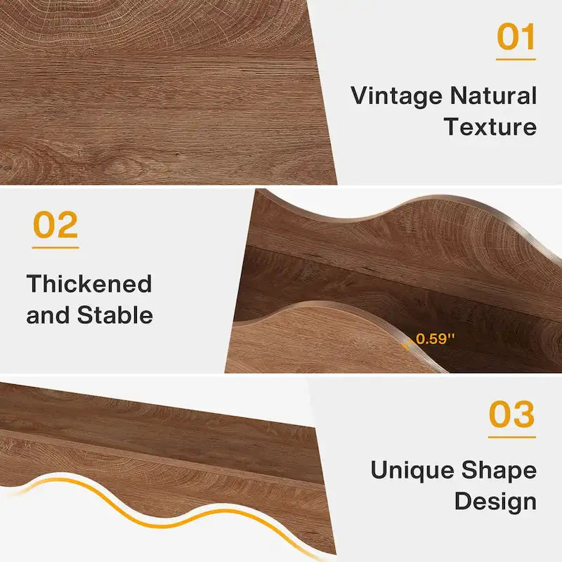 63-Inch Wood Console Table with Wavy Edge Detail – Entryway and Living Room Table