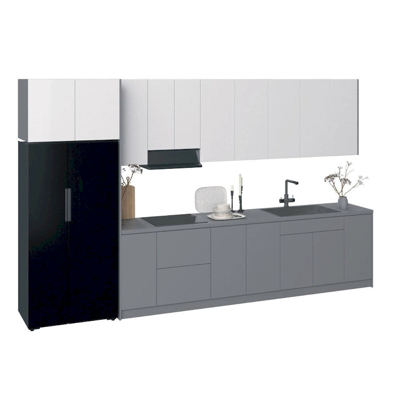 Cuisine Collection Intemporelle Gris et Blanc Brillant Taille du Meuble Bas 13 pieds de large - 157x24
