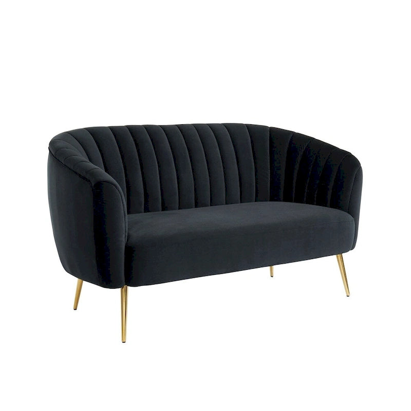 Canapé deux places capitonné en microfibre de velours contemporain Albany par Silver Orchid