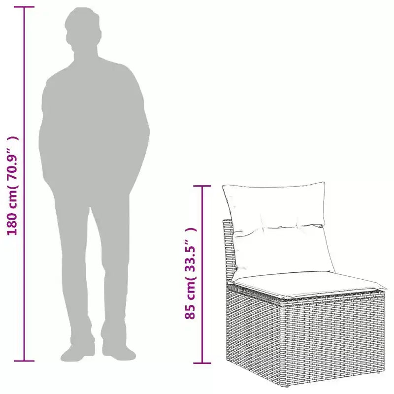 vidaXL Salon de jardin 9 pièces avec coussins Gris Résine tressée