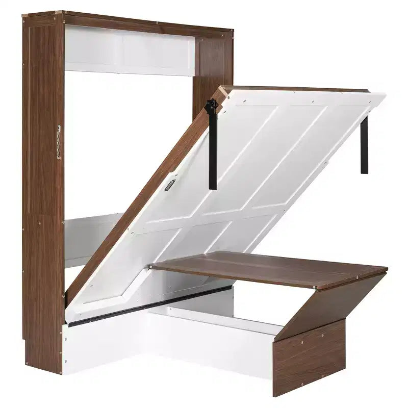 Lit escamotable pleine grandeur, lit mural en bois pleine armoire avec bureau pliable, lit mural pliant pour chambre d'amis/bureau