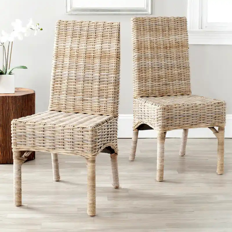 SAFAVIEH Karyl Chaise de salle à manger en osier naturel inachevé (lot de 2) - 18,5 x 18,5 x 38,1 - 19Lx19Px38H