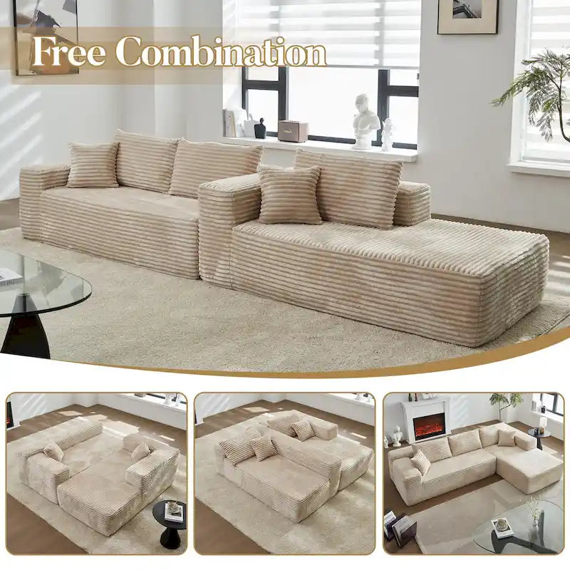 Canapé méridienne moderne rembourré avec coussins pour salon