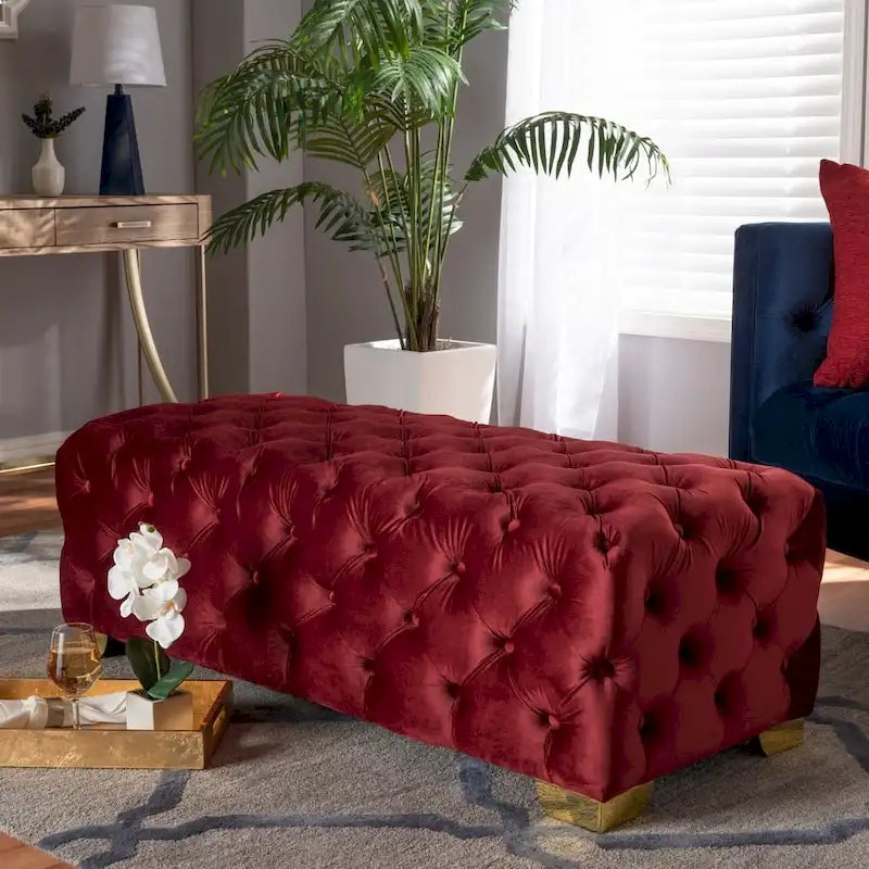 Banc ottoman en velours Gracewood Hollow Solanki