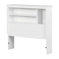 Tête de lit bibliothèque pour lit simple Vito Blanc pur - South Shore : Tête de lit moderne pour lit simple avec tablettes, panneaux de particules