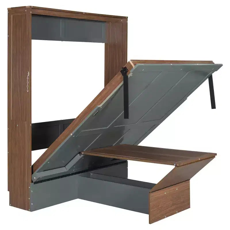 Lit escamotable pleine grandeur, lit mural en bois pleine armoire avec bureau pliable, lit mural pliant pour chambre d'amis/bureau