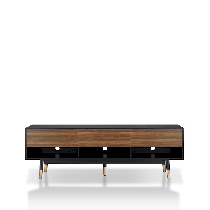 71-Inch Mid-Century Modern TV Console with 3 Drawers and Open Shelves