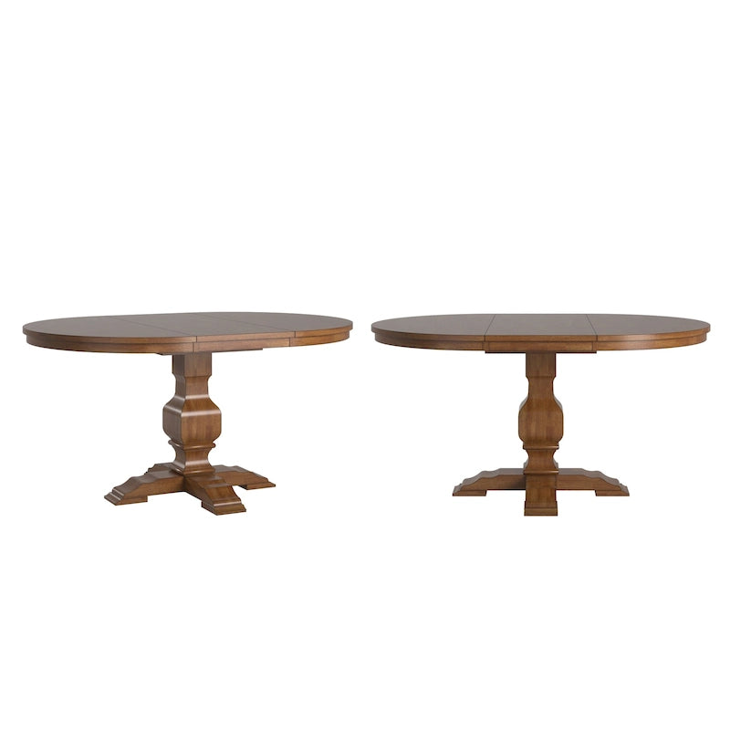 Extendable Oval Rubberwood Dining Table with Pedestal Base – 7 Finishes