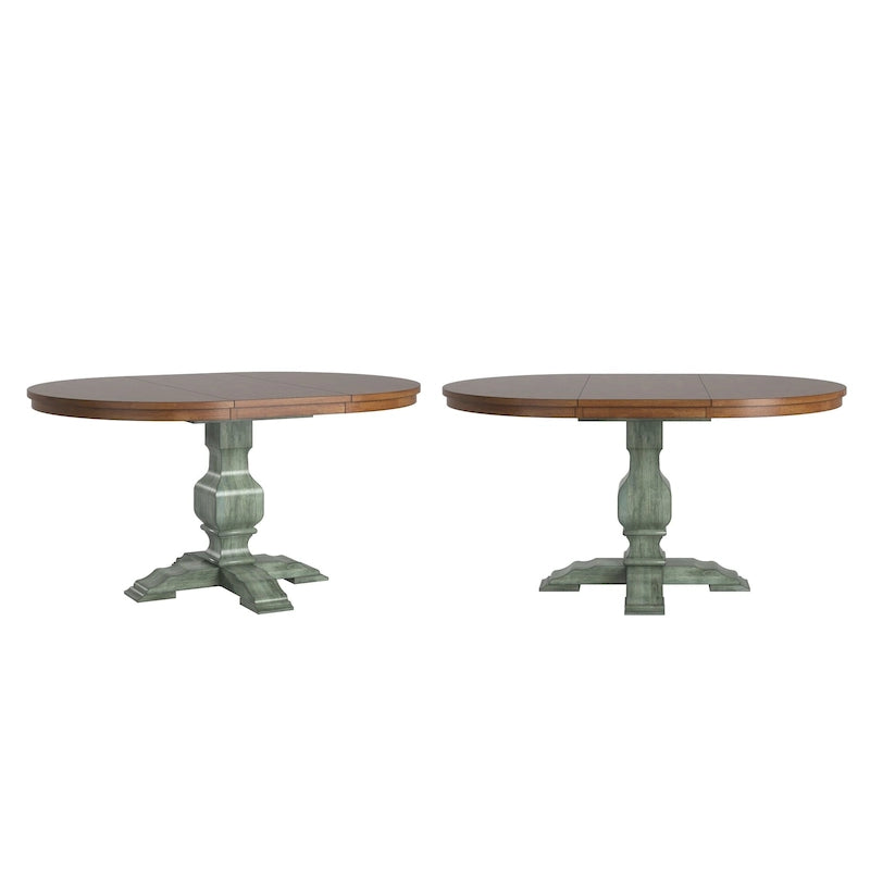 Extendable Oval Rubberwood Dining Table with Pedestal Base – 7 Finishes