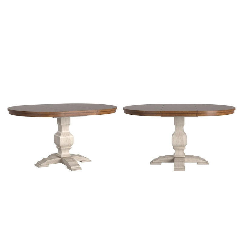 Extendable Oval Rubberwood Dining Table with Pedestal Base – 7 Finishes