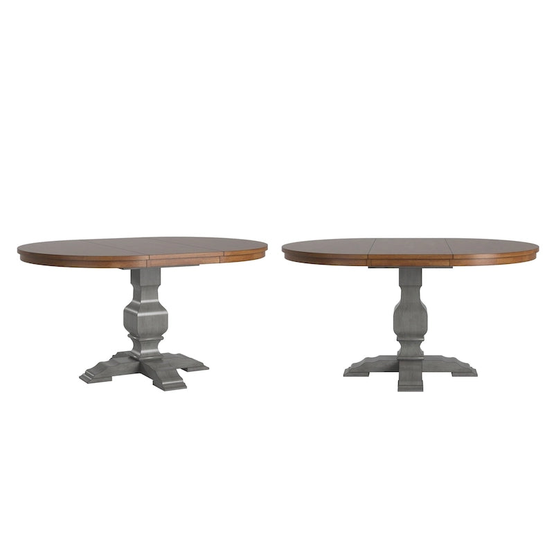 Extendable Oval Rubberwood Dining Table with Pedestal Base – 7 Finishes